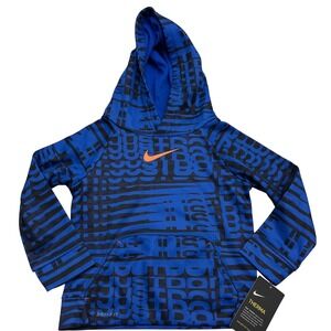Nike Toddler Boys Therma Dri-Fit Hoodie Sweatshirt Blue AOP New With Tags 2T
